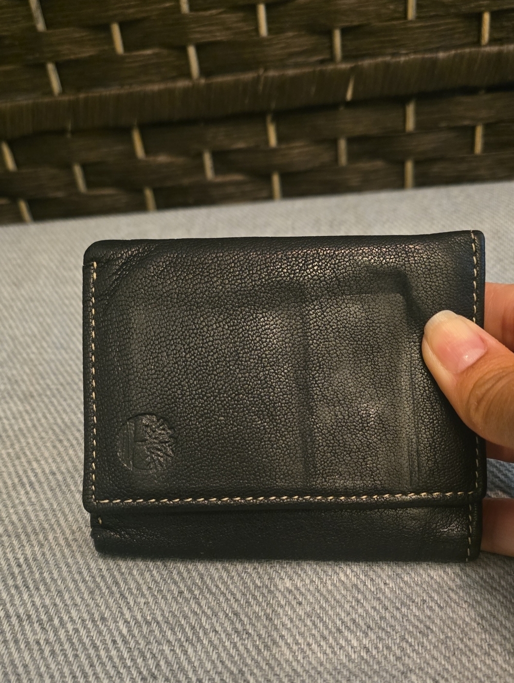 Timberland Black Leather Trifold Card Wallet
